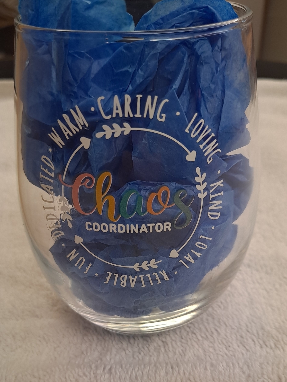 Chaos Coordinator Stemless Glass - Multicolor Text